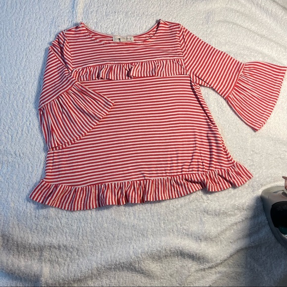 Copper key red and white stripped top with bell 3/4 sleeves girls size 5 - Picture 2 of 4